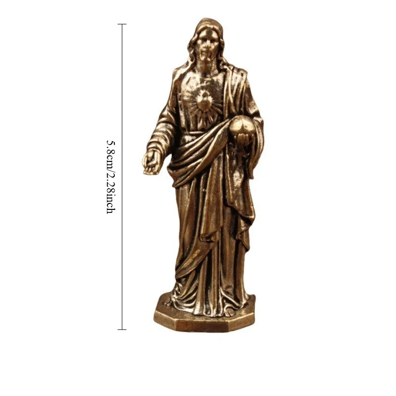 Miniature Brass Jesus Figure Sculpture