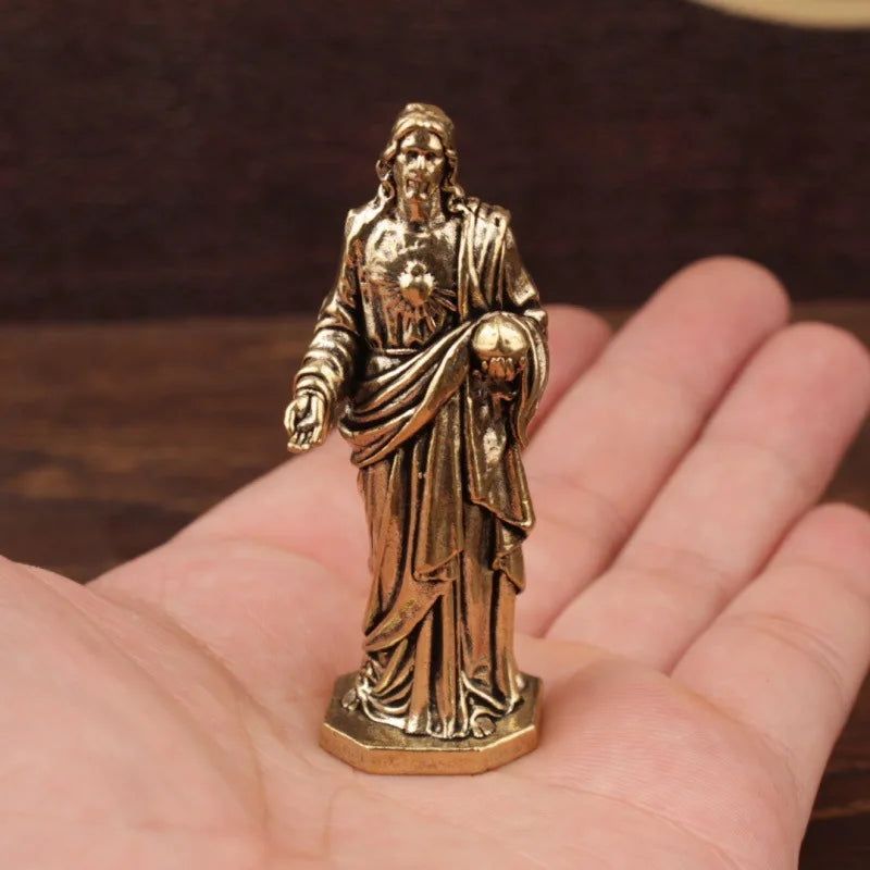 Miniature Brass Jesus Figure Sculpture