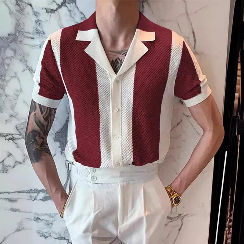Contrast Stripe Knit Shirt