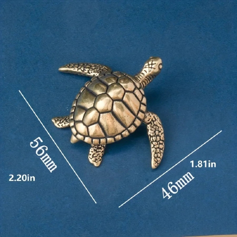 Miniature Brass Sea Turtle Sculpture