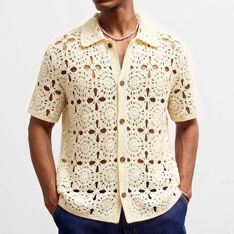Open Crochet Knit Shirt
