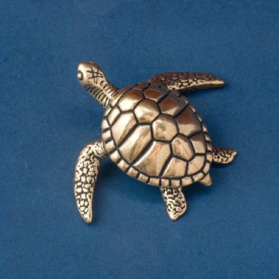 Miniature Brass Sea Turtle Sculpture