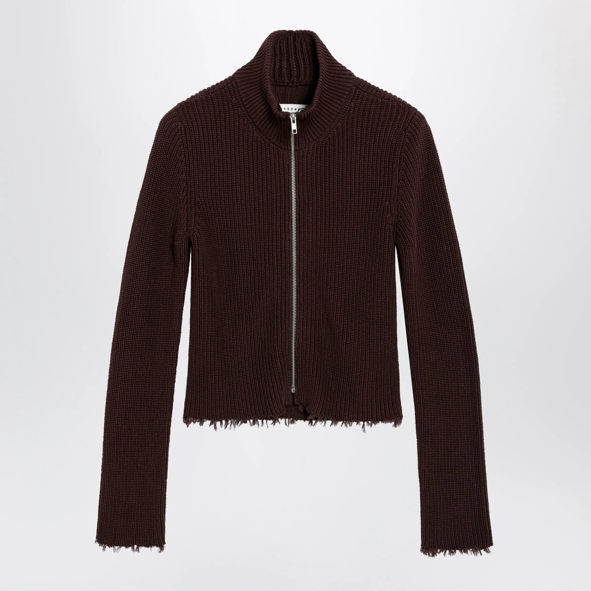 MM6 Maison Margiela - Chocolate rib-knit zip cardigan