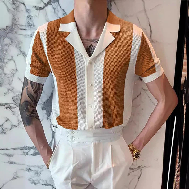 Contrast Stripe Knit Shirt
