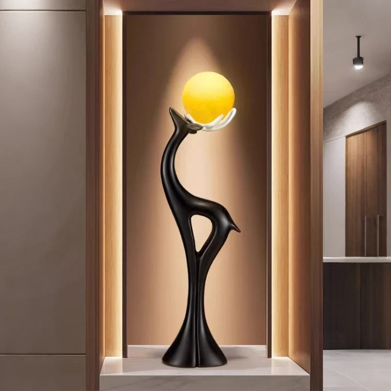 Luminous Moon Deer Resin Sculpture