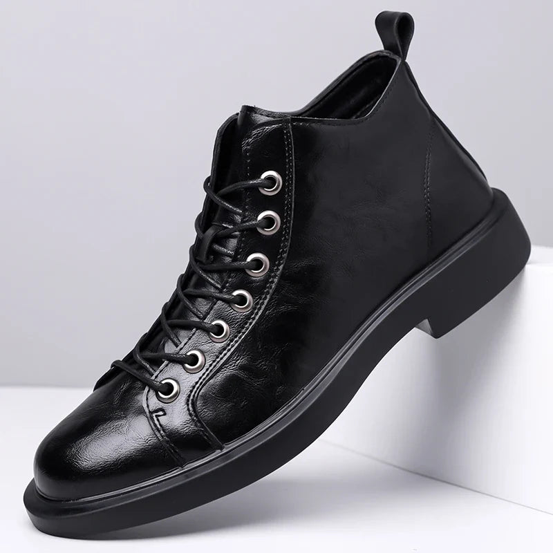 The Beckett — High-Top Lace-Up Boot in Tumbled Leather