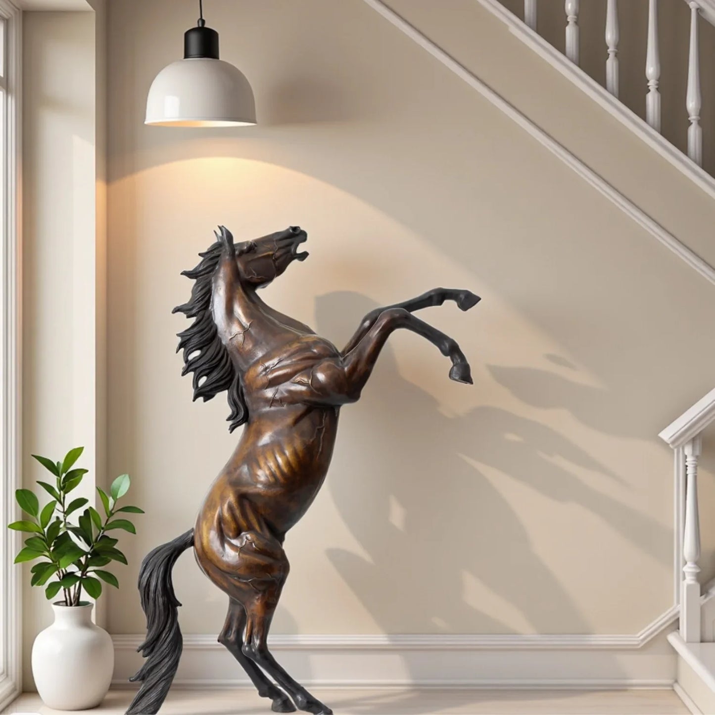 Rearing Horse Bronze Sculpture