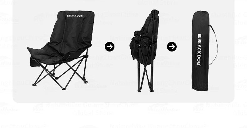 BLACKDOG Floating Moon Adjustable Recliner Folding Cotton Camping Lounge Moon Chair Carbon Steel Leisure Outdoor Fishing Picnic Thicken 600D Oxford Cloth