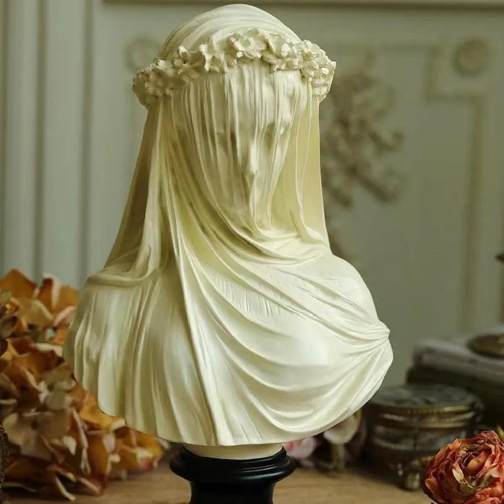 Veiled Maiden Bust Sculpture
