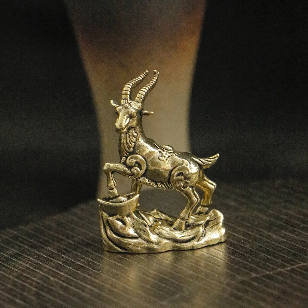 Miniature Brass Goat Sculpture