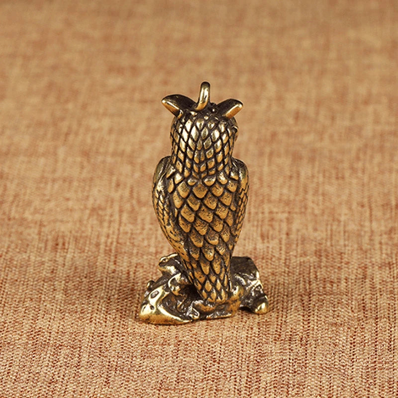 Miniature Brass Owl Sculpture