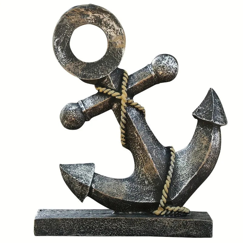 Distressed Anchor Resin Sculpture