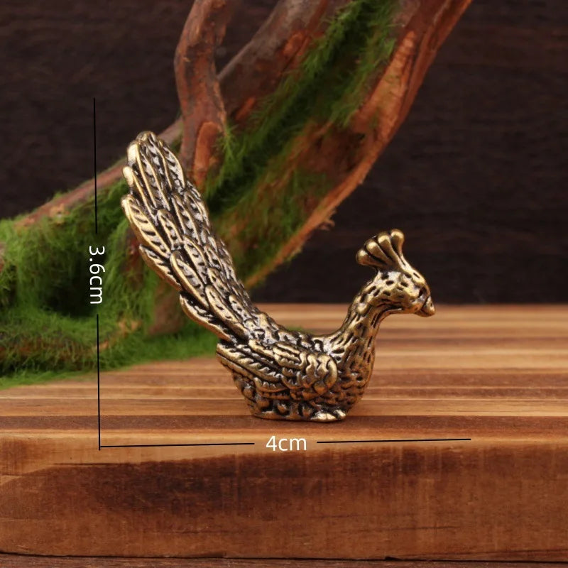 Miniature Brass Peacock Sculpture