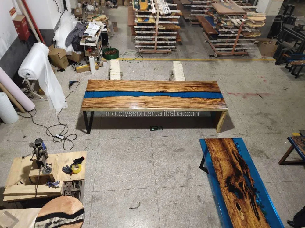 Live-Edge Walnut Epoxy River Dining Table