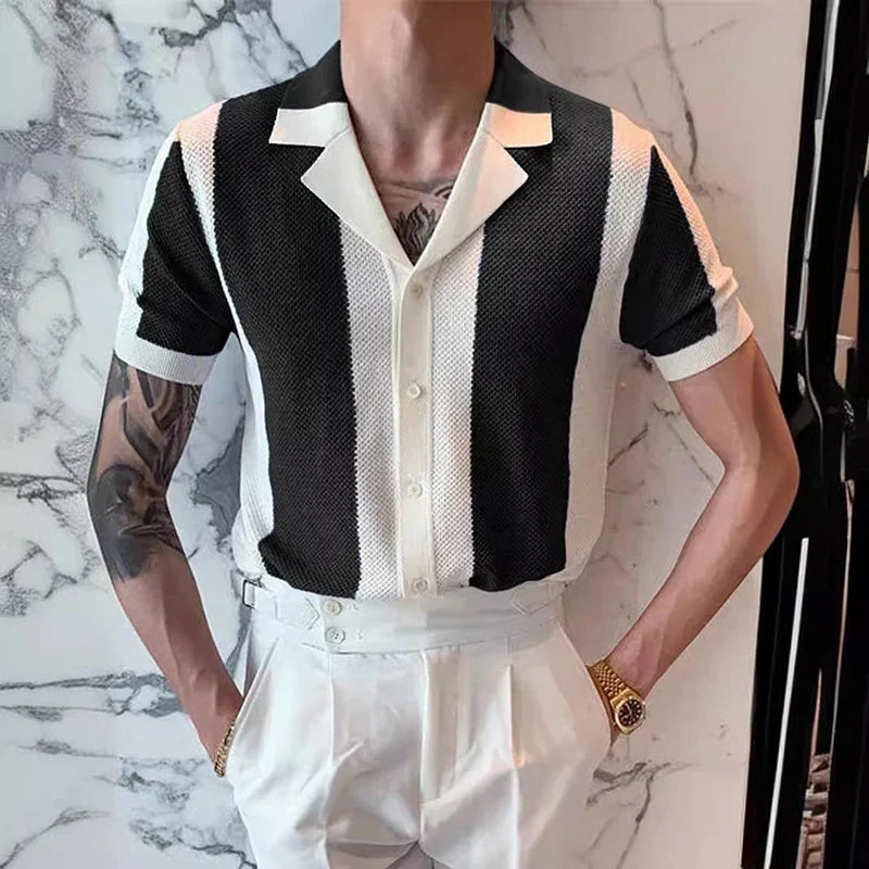 Contrast Stripe Knit Shirt