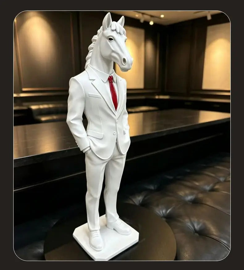 Suited Horse Resin Sculpture