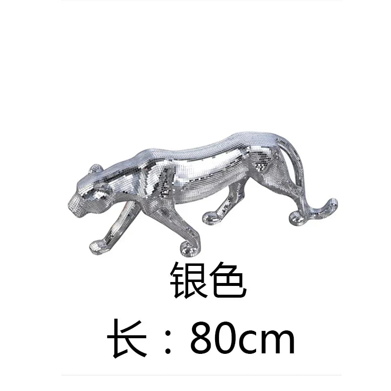Mirror-Tile Leopard Sculpture