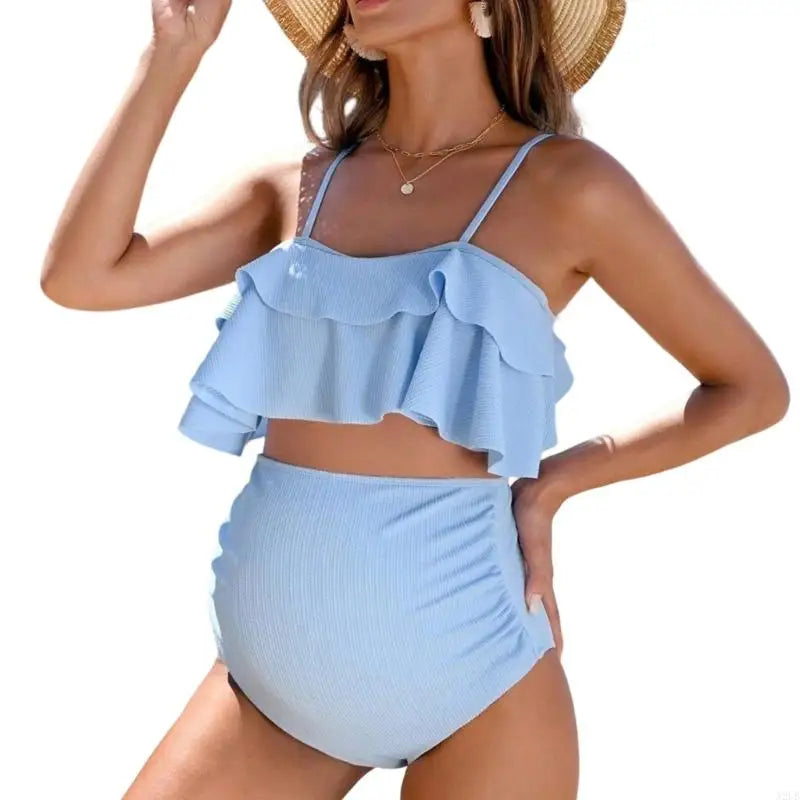 Sky Blue Maternity Tankini Set