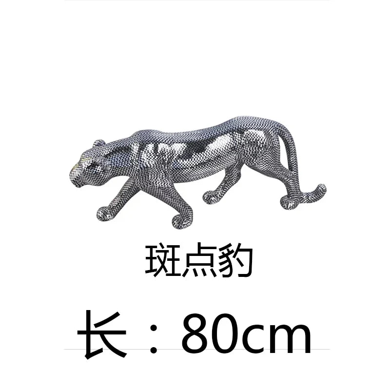 Mirror-Tile Leopard Sculpture