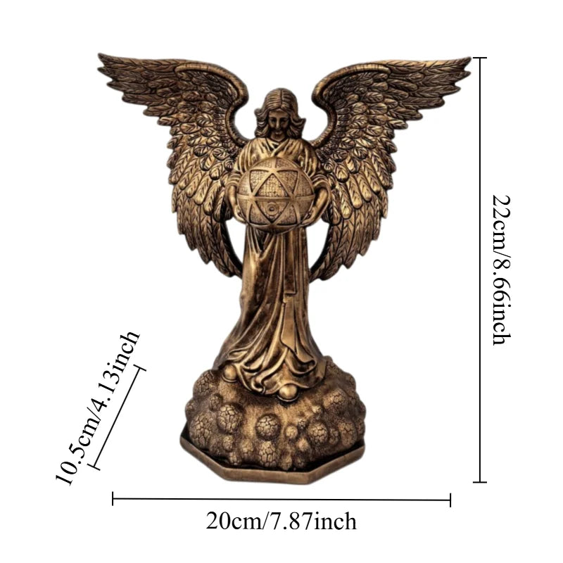 Winged Angel Globe Resin Sculpture