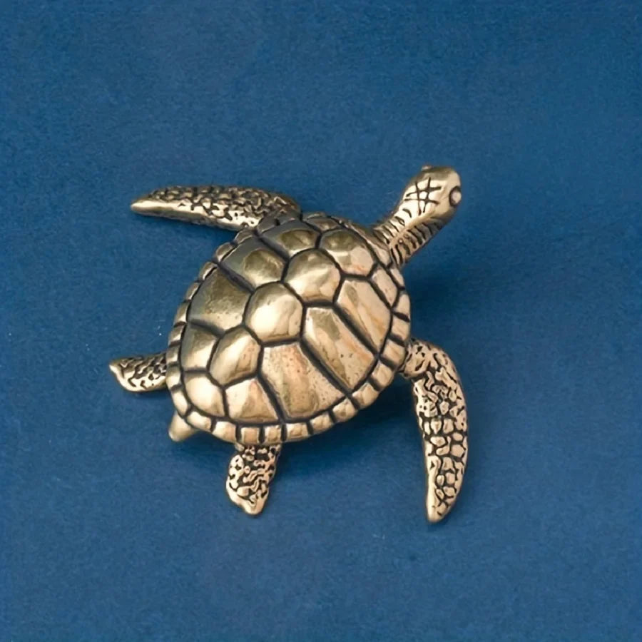 Miniature Brass Sea Turtle Sculpture