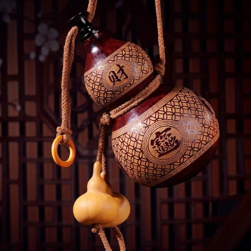 Hand-Carved Natural Gourd Wine Flask