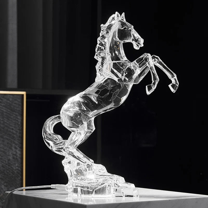 Faceted Acrylic Rearing Horse Sculpture