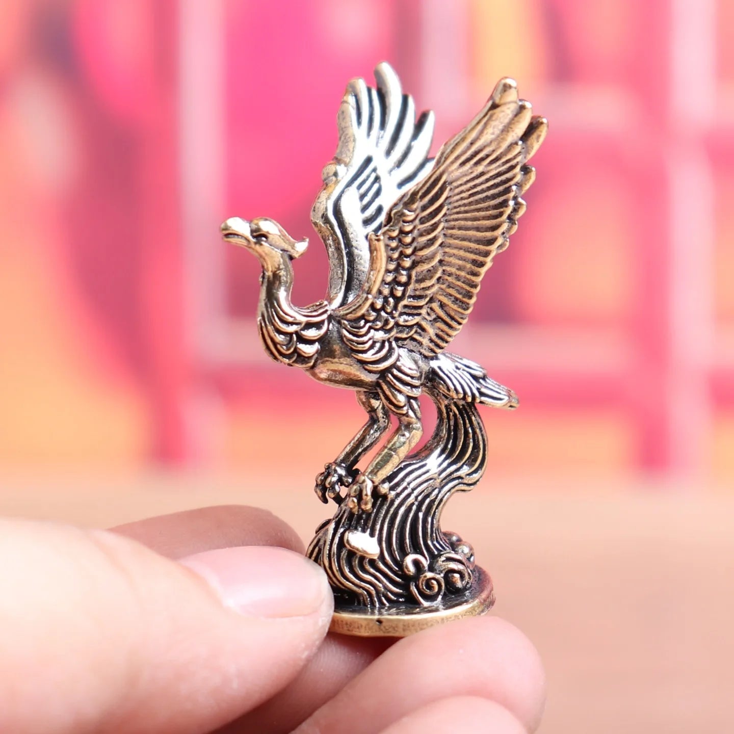 Miniature Brass Phoenix Sculpture