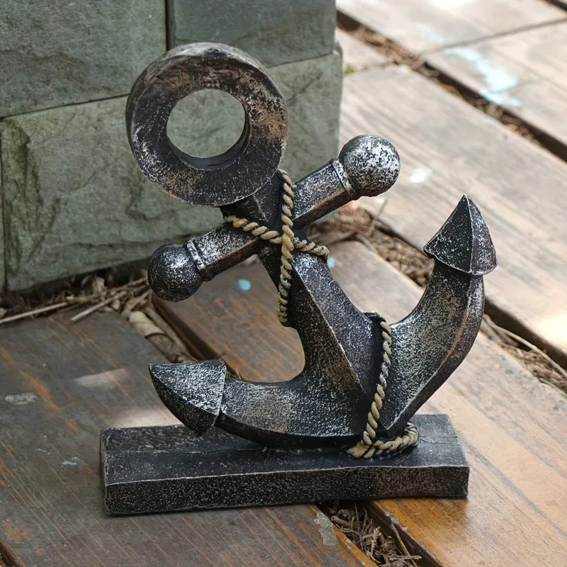 Distressed Anchor Resin Sculpture