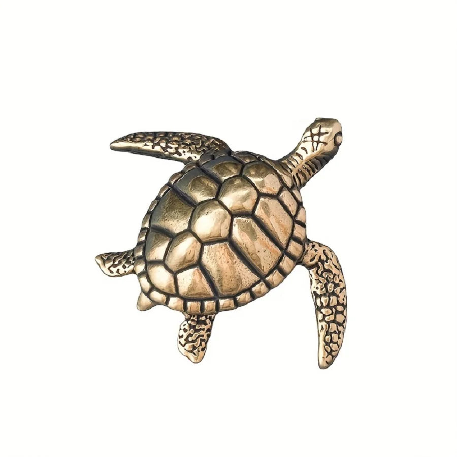 Miniature Brass Sea Turtle Sculpture