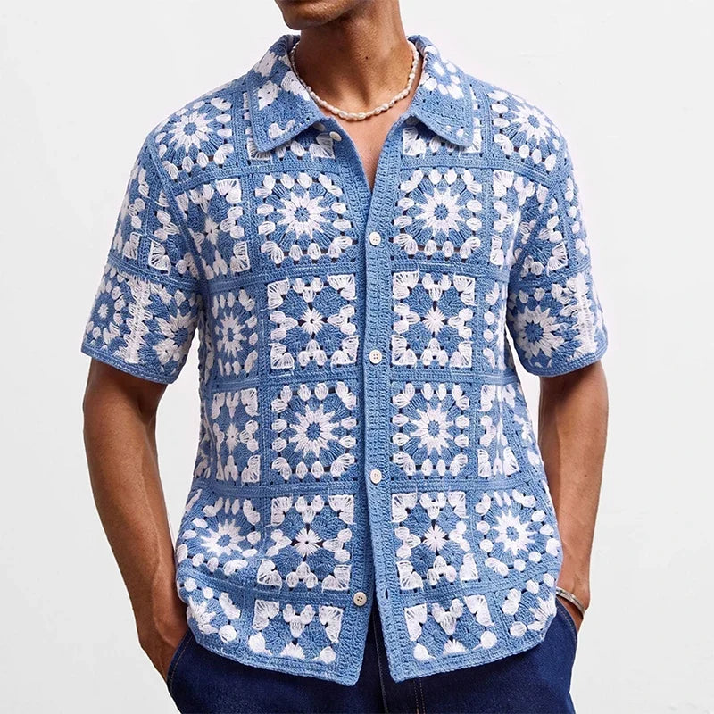 Floral Crochet Knit Shirt