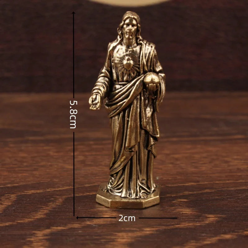 Miniature Brass Jesus Figure Sculpture
