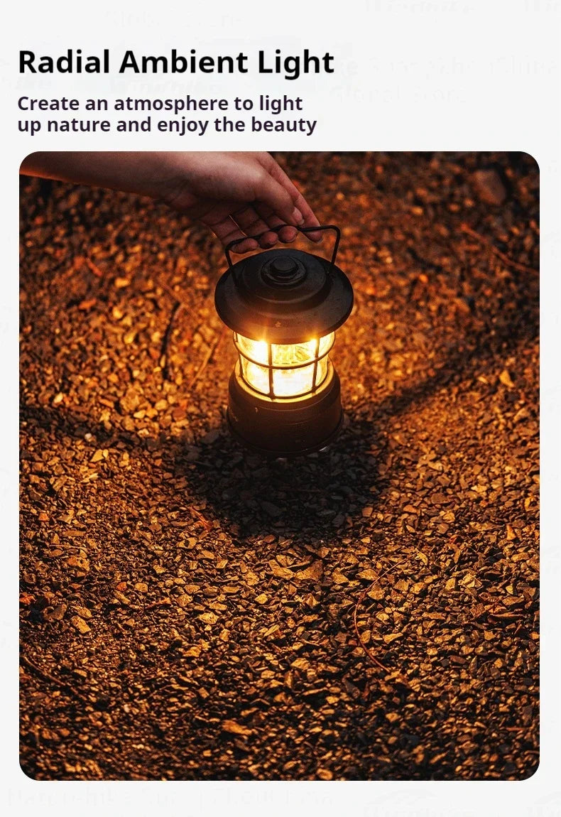 Blackdog Retro Mini Camping Light Portable Lightweight Rechargeable Lamp Waterproof 3600mAH Battery LED Atmosphere Stepless Dimming Hanging Lantern
