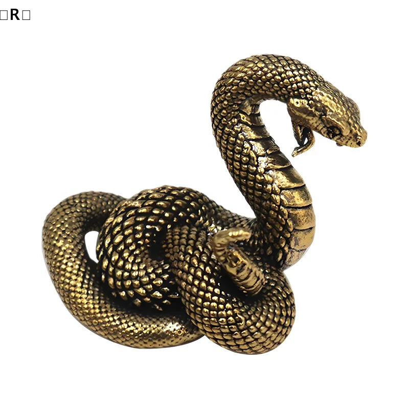 Miniature Brass Coiled Snake Sculpture