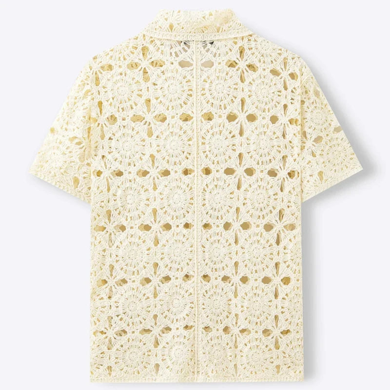 Open Crochet Knit Shirt