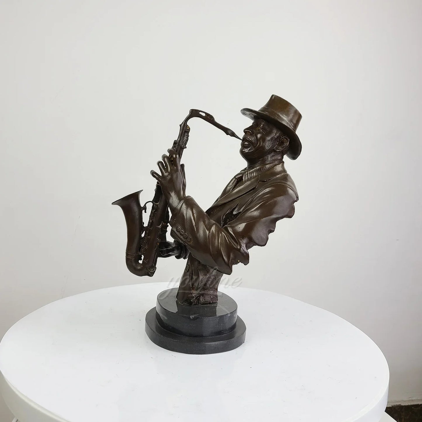 Jazz Saxophonist Bronze Bust Sculpture
