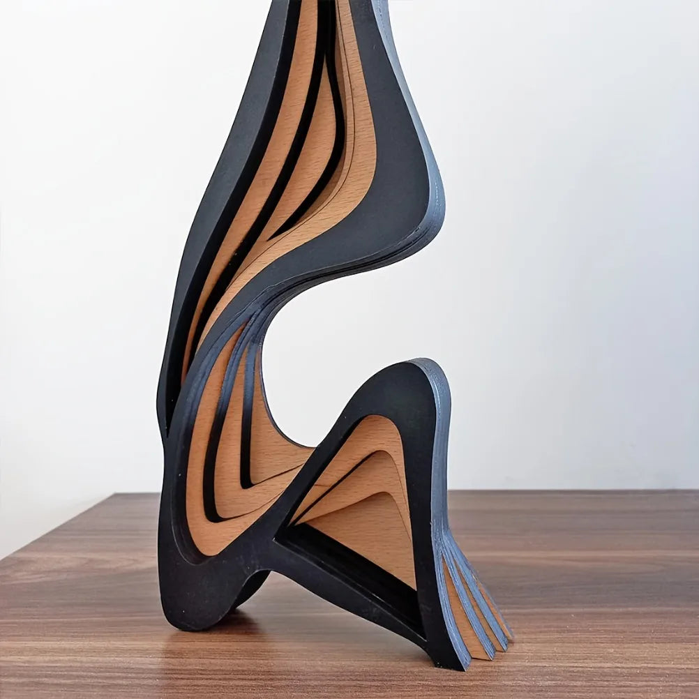 Layered Abstract Wood Flame Sculpture