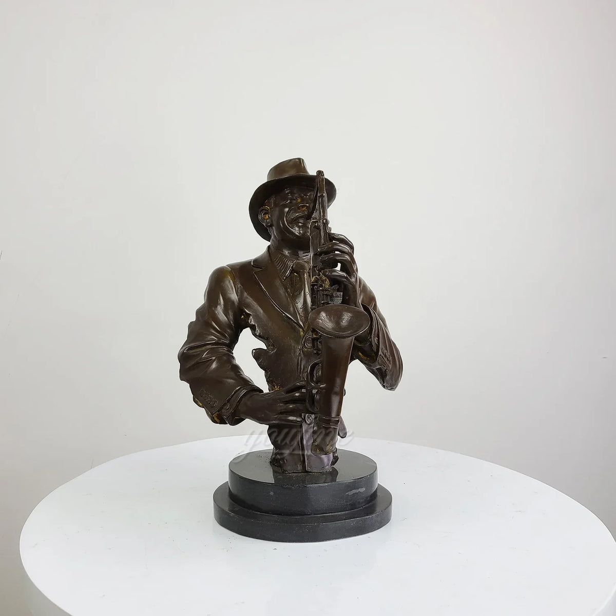 Jazz Saxophonist Bronze Bust Sculpture