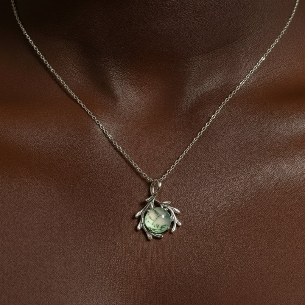 Natural Moss Agate Jewelry Set
