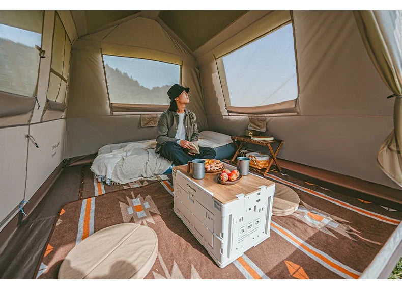 PRE-ORDER Naturehike VILLAGE 6.0 Gen 2 Flagship Edition Fast Automatic Cabin Tent Ti Black Coated Sunscreen Large 15m² Use Space 4 Person Waterproof