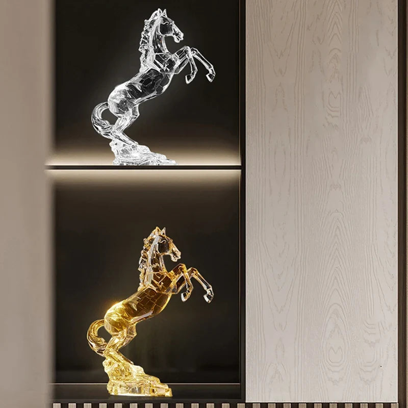 Faceted Acrylic Rearing Horse Sculpture