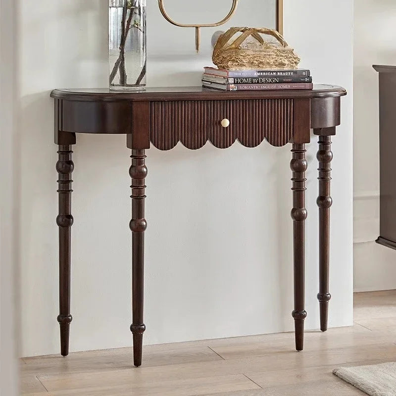 Semicircular Solid Wood Entryway Console Table