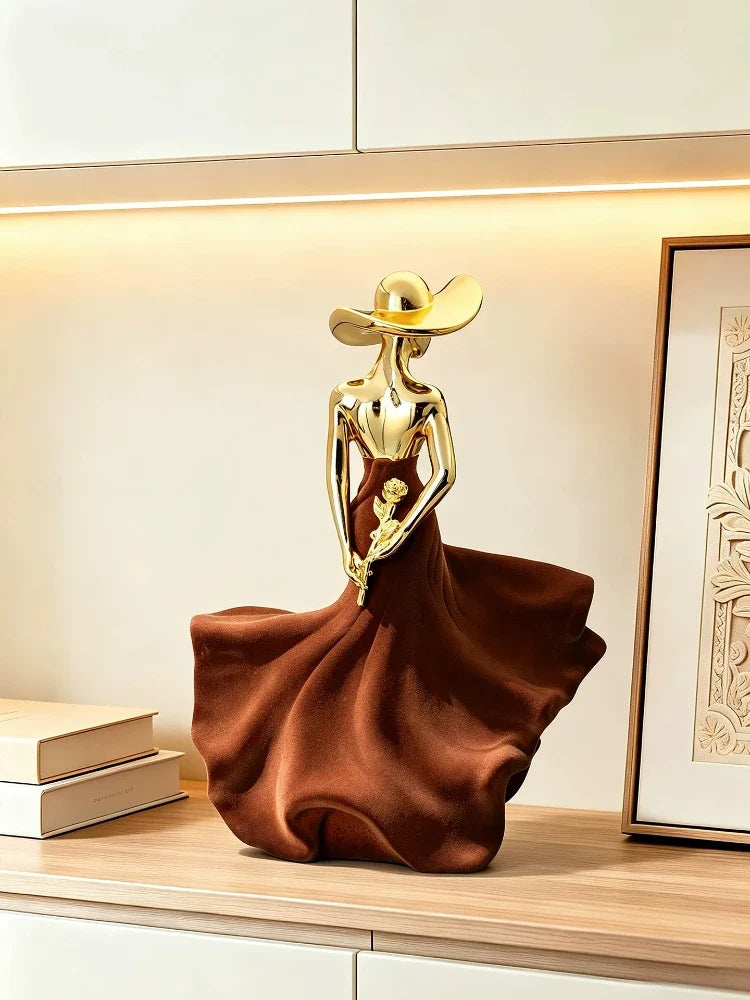 Electroplated Flocked Figure Sculpture