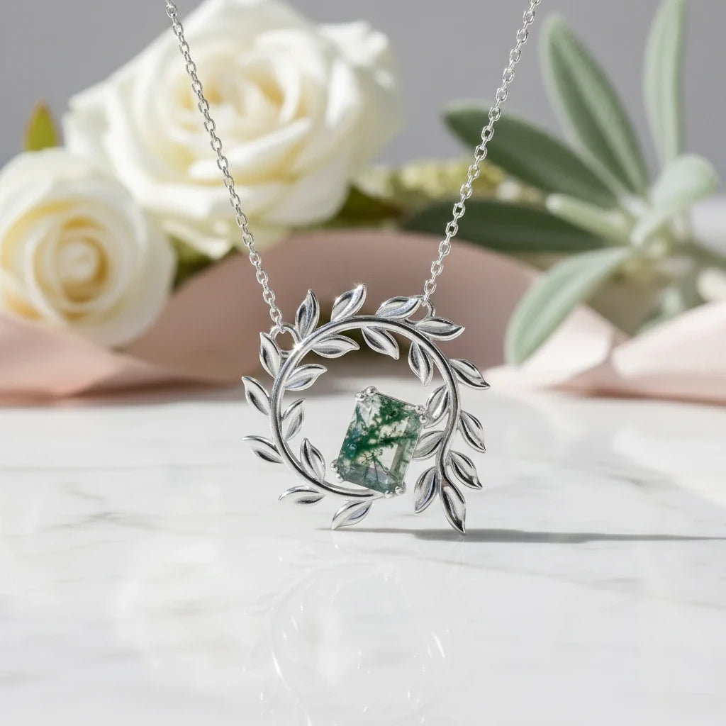 Natural Moss Agate Jewelry Set