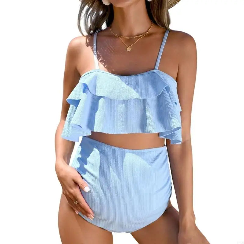 Sky Blue Maternity Tankini Set
