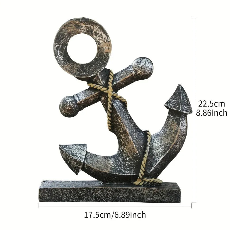 Distressed Anchor Resin Sculpture