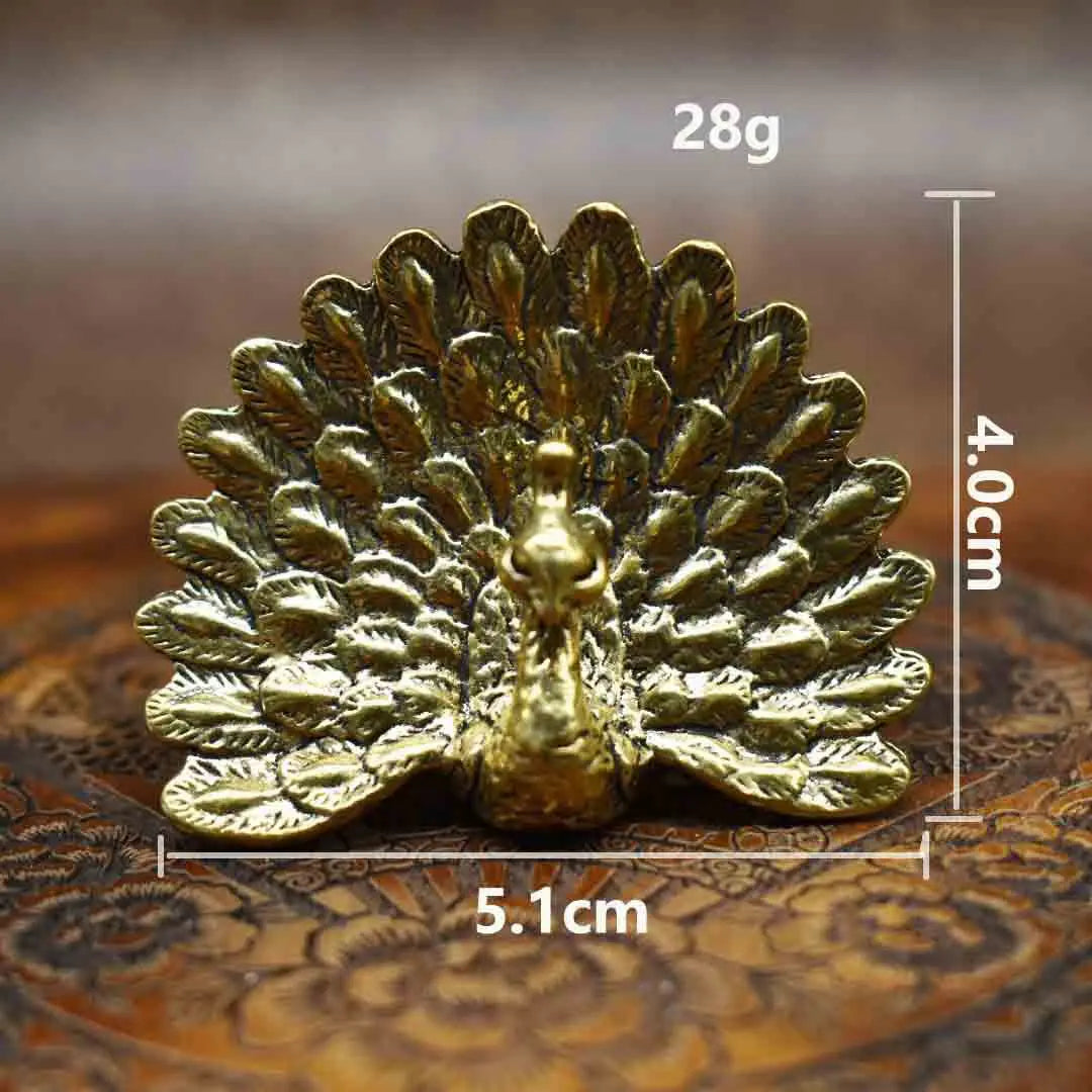Miniature Brass Peacock Sculpture
