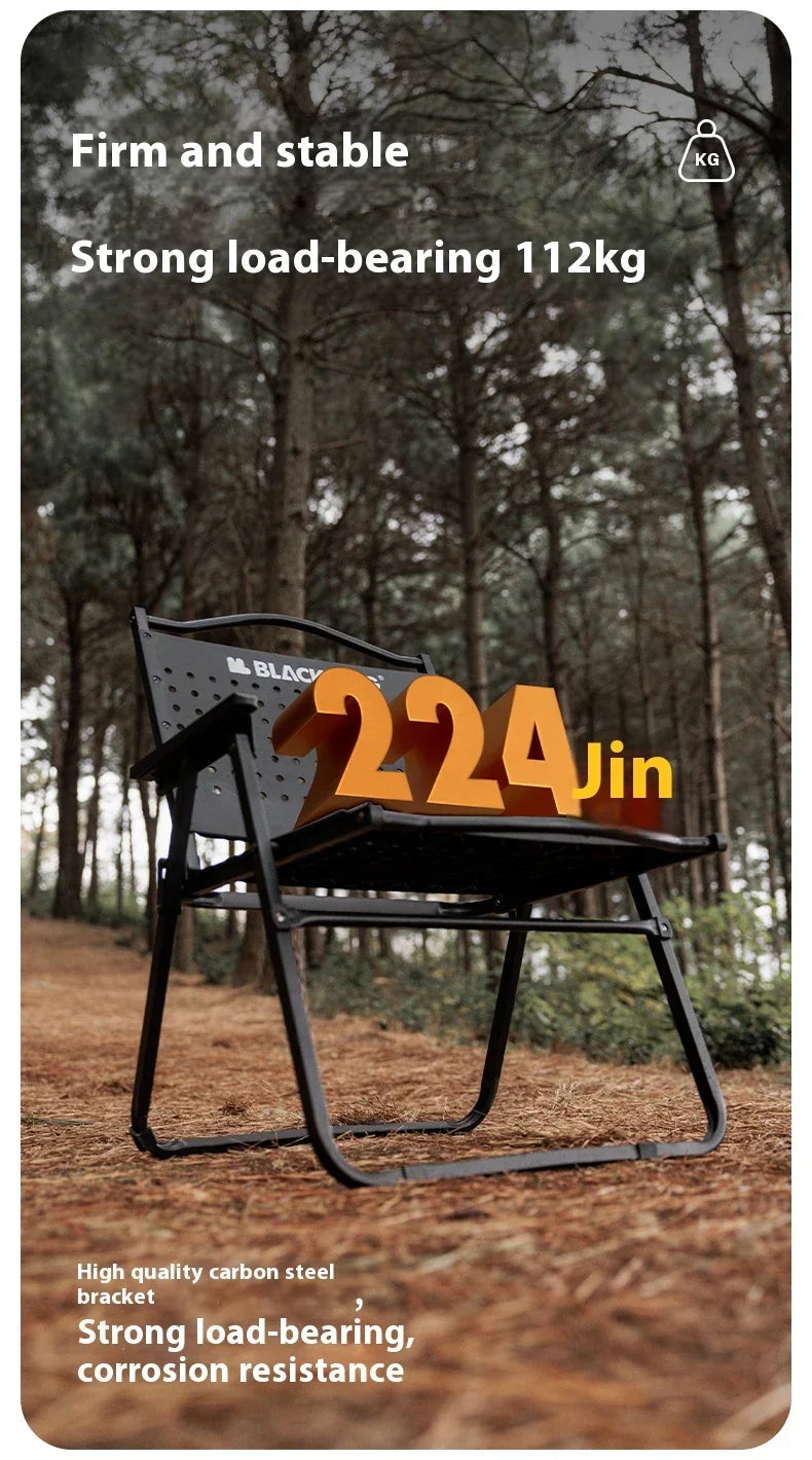 BLACKDOG HIVE Kermit Metal Chair Portable Lightweight Outdoor Folding Fishing Chair Breathable Moon Armchair Honeycomb Design Load Bearing Up To 112kg