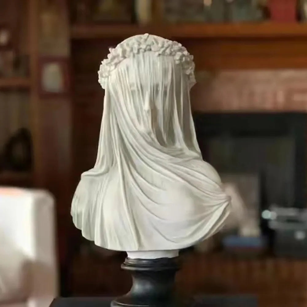 Veiled Maiden Bust Sculpture