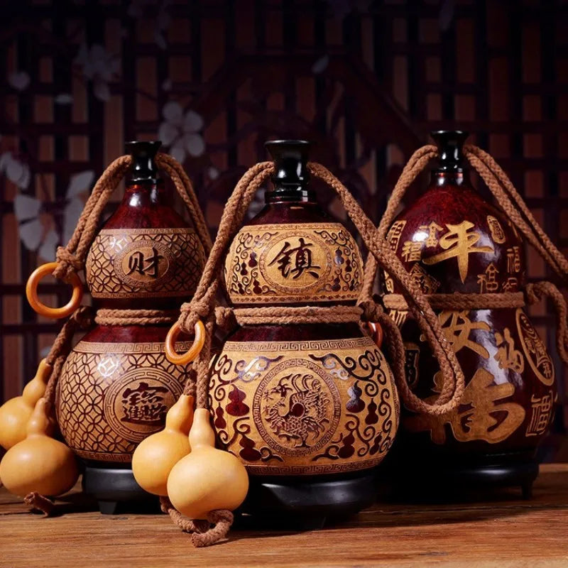 Hand-Carved Natural Gourd Wine Flask